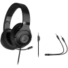 LORGAR Noah 101, Gaming austiņas ar mikrofonu, 3,5 mm ligzdas savienojums, kabeļa garums 2 m, salokāms dizains, PU ādas ausu spilventiņi, izmērs: 185*195*80 mm, 0,245 kg, melns
