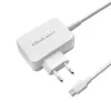 Barošanas adapteris QOLTEC 51039 65W AC-to-DC 220–240V 20.3V/3.25A Type C balts, 1.7 m kabelis