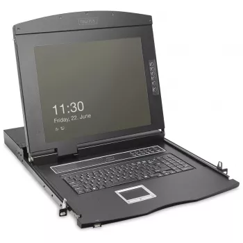 Digitus 19 collu HD LCD KVM konsole, 16 portu HDMI, Šveices klaviatūra