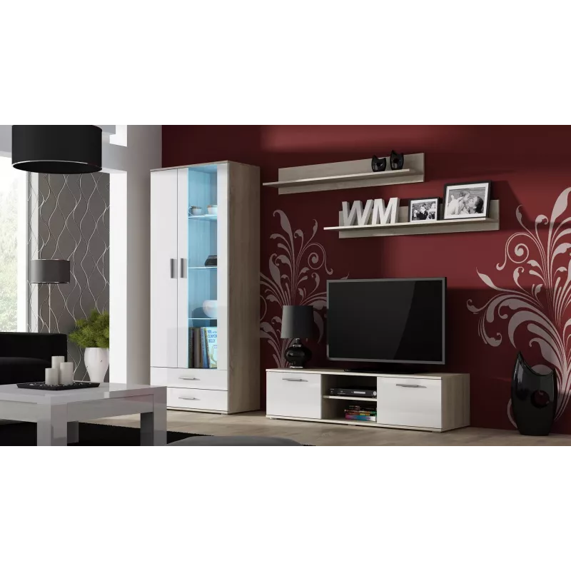 Cama TV statīvs SOHO 140 sonomas ozols/balts glancēts