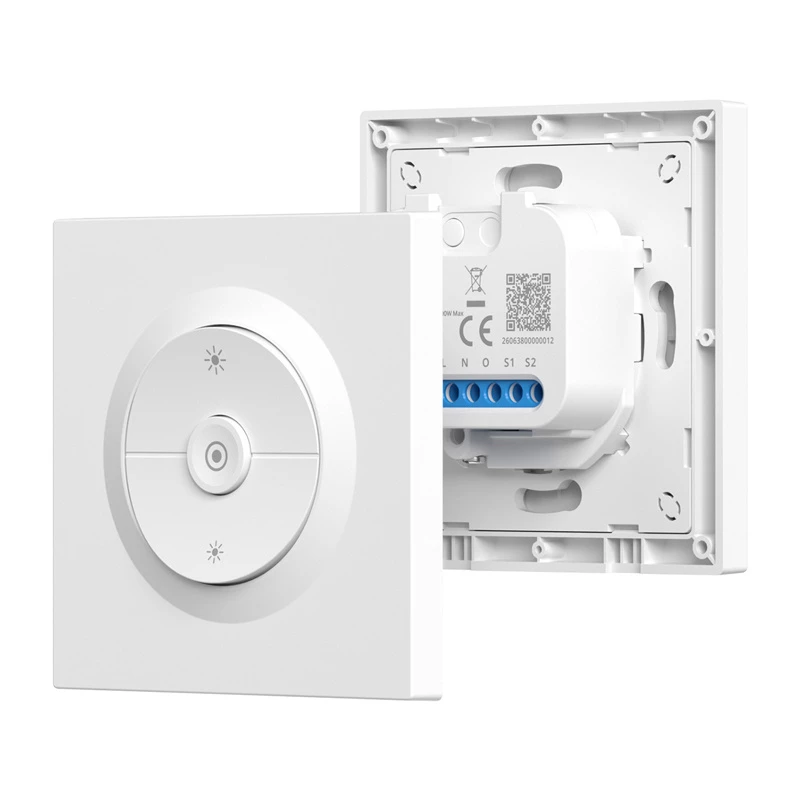 Viedais sienas slēdzis/dimmers Sonoff MINI-ZBDIM-E ZigBee — kompakts iebūvējams dimmers un ieslēgšanas/izslēgšanas modulis