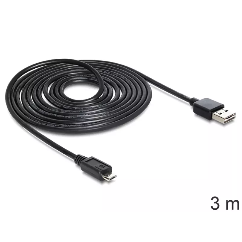 USB kabelis DeLOCK EASY-USB 2.0-A - USB 2.0 micro-B 3m