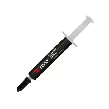 Termopasta SAVIO TG-03 1 g — 13,5 W/m·K, pelēka, komplektā aplikators un lāpstiņa
