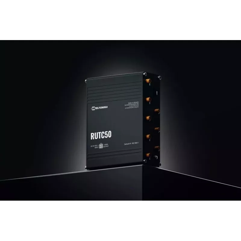 Teltonika RUTC50 bezvadu maršrutētājs Gigabit Ethernet Divjoslu (2.4 GHz / 5 GHz) 5G Melns