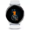 Viedpulkstenis GARMIN Venu 3 — 1,4 collu AMOLED, 45 mm korpuss, GPS, Wi‑Fi, 8 GB, Sudraba/Balts, silikona siksna
