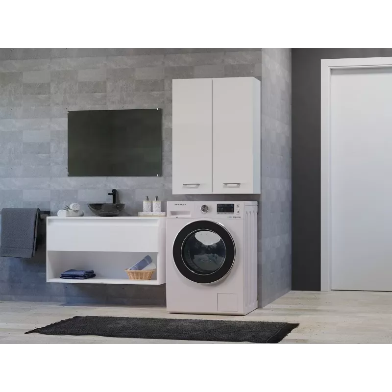 Topeshop POLA MINI DD balts vannas istabas uzglabāšanas skapis Balts