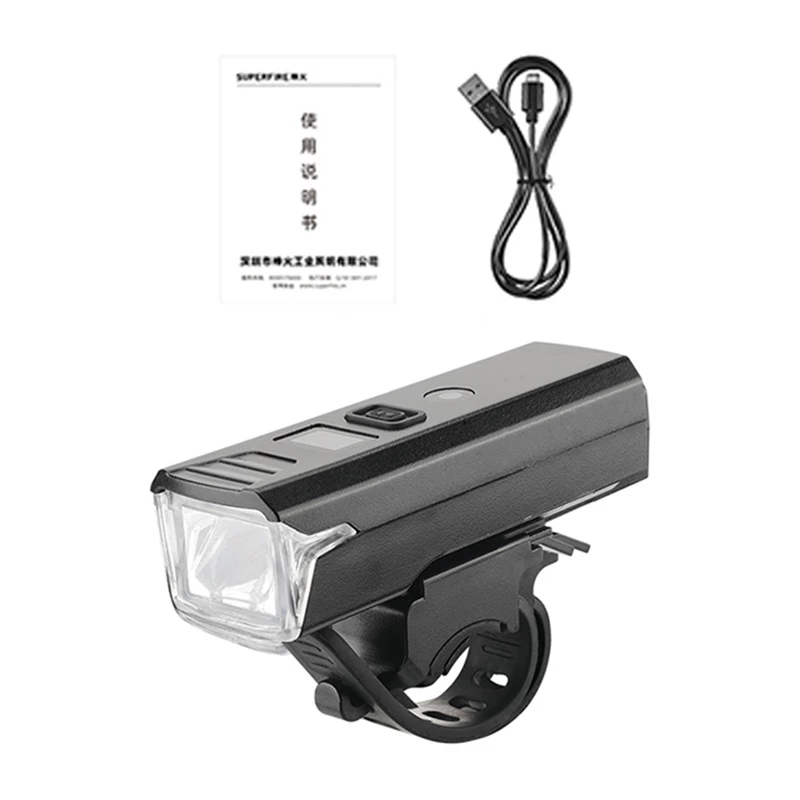 Bicycle LED Front Light Superfire D6 (model BL56-B) — kompakts uzlādējams velosipēda lukturis