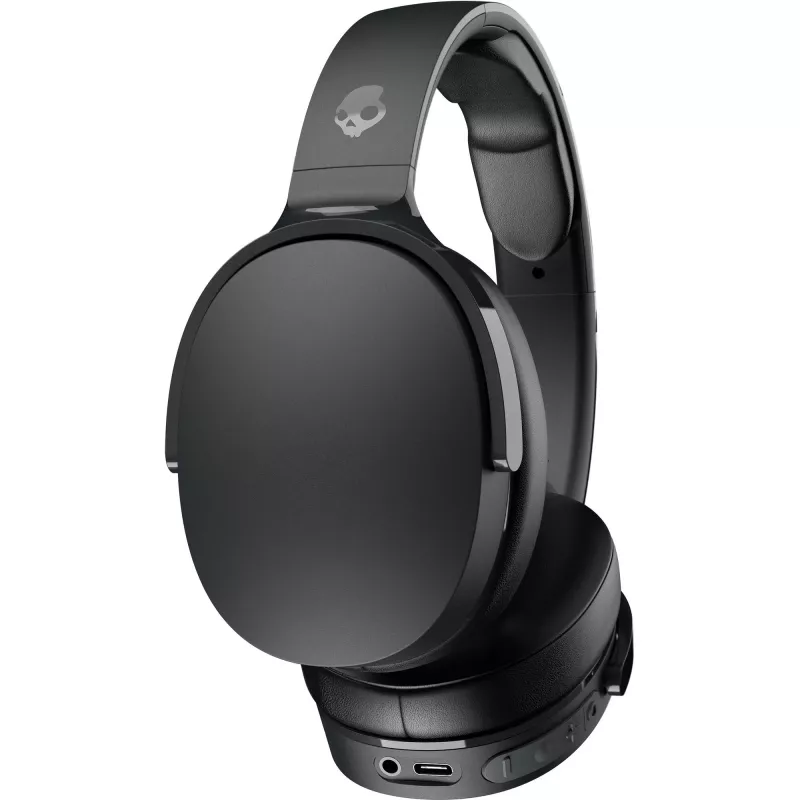 Austiņas Skullcandy Hesh Evo — vadu un Bluetooth 5.0, 36 h akumulators, USB-C, 3,5 mm, salokāmas, trokšņu slāpēšana, melnas