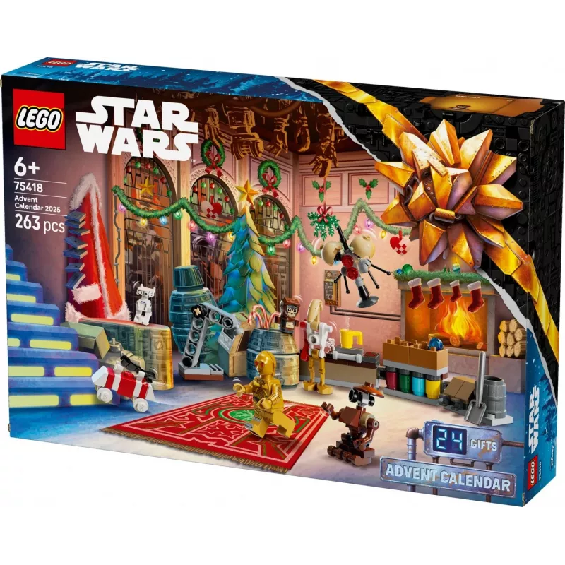 Konstruktoru rotaļlieta LEGO Star Wars Advent Calendar 2025 — komplekts 75418, sezonālas būvējamas minifigūras un modeļi