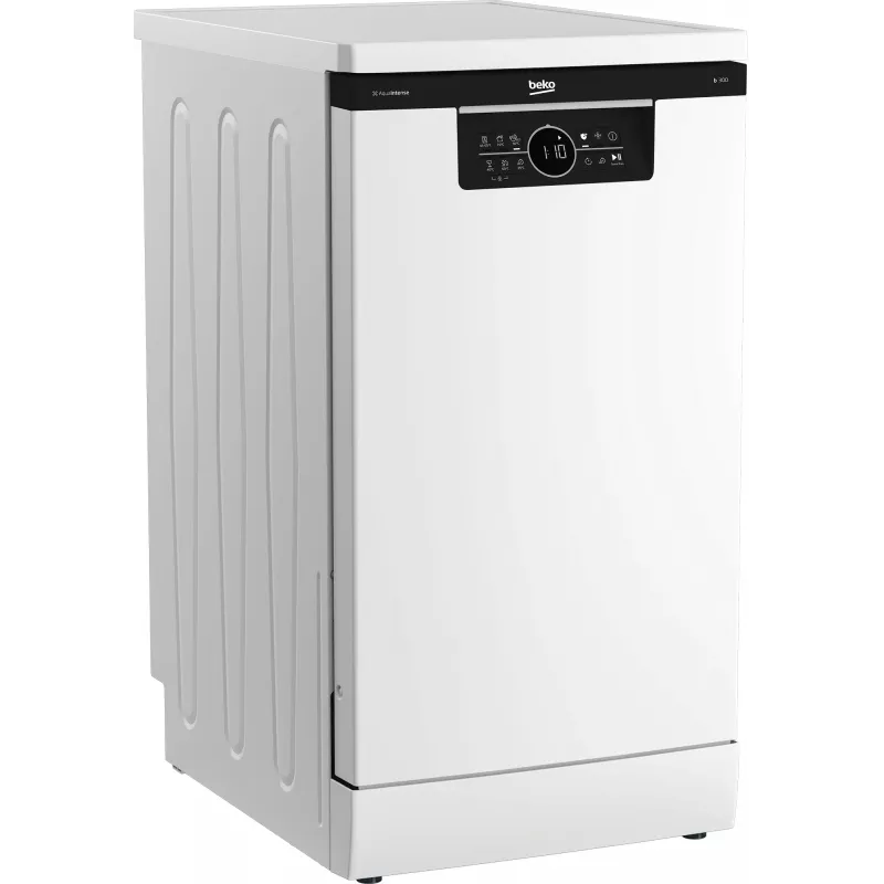BEKO brīvi stāvoša trauku mazgājamā mašīna BDFS26120WQ, energoefektivitātes klase E, platums 45 cm, 6 programmas, invertora motors, trešā atvilktne, balta
