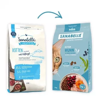 Sausā kaķu barība Bosch Sanabelle Life Kitten — vista un dzērvenes, 8 kg, pilnvērtīga barība jauniem kaķiem, 34% olbaltumvielas, 21% tauki