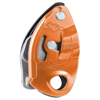 Tubular belay device Petzl GRIGRI – Aluminium and steel, 175 g, viena paka, red/oranža