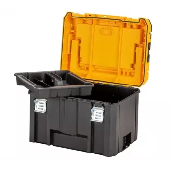 Instrumentu kaste DeWalt DWST83343-1 — alumīnijs/plastmasa, ūdensnecaurlaidīga, verams vāks, bloķējama, 1 nodalījums, 440×333×323 mm
