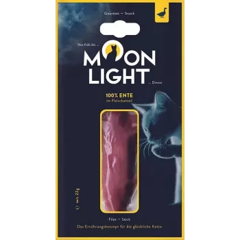 Mitrā kaķu kāruma MOONLIGHT Dinner pīles fileja 22 g maisiņš — pieauguši kaķi, dabīga pīle, 65% mitrums, 23.2% olbaltumvielas, zems tauku saturs 1.3%