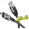Ethernet kabelis USB-C 3.2 Gen2 spraudnis > RJ-45 spraudnis (melns/sudraba, 5 metri, pīts tekstila apvalks)
