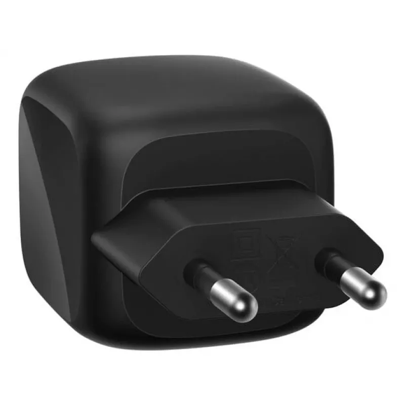 Iekštelpu maiņstrāvas ātrais lādētājs Belkin WCH019kqBK — 2× USB‑C, melns, OVP/OC/OT/SC aizsardzība