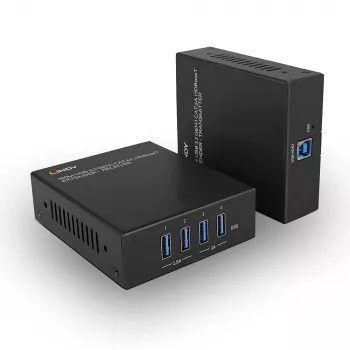 Lindy 100m USB 3.2 Gen 1 Cat.6A HDBaseT pagarinātājs, raidītājs un uztvērējs, vadu, 100 m, Cat6a, melns, metāls
