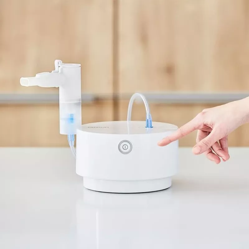Galda miglinātājs Omron C28P ar 10 ml/min ietilpību, 2,65 µm daļiņu izmēru, balts, izmēri 265×195×143 mm