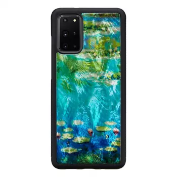 Telefona maciņš iKins Samsung Galaxy S20+ — melnas ūdensrožu dizains