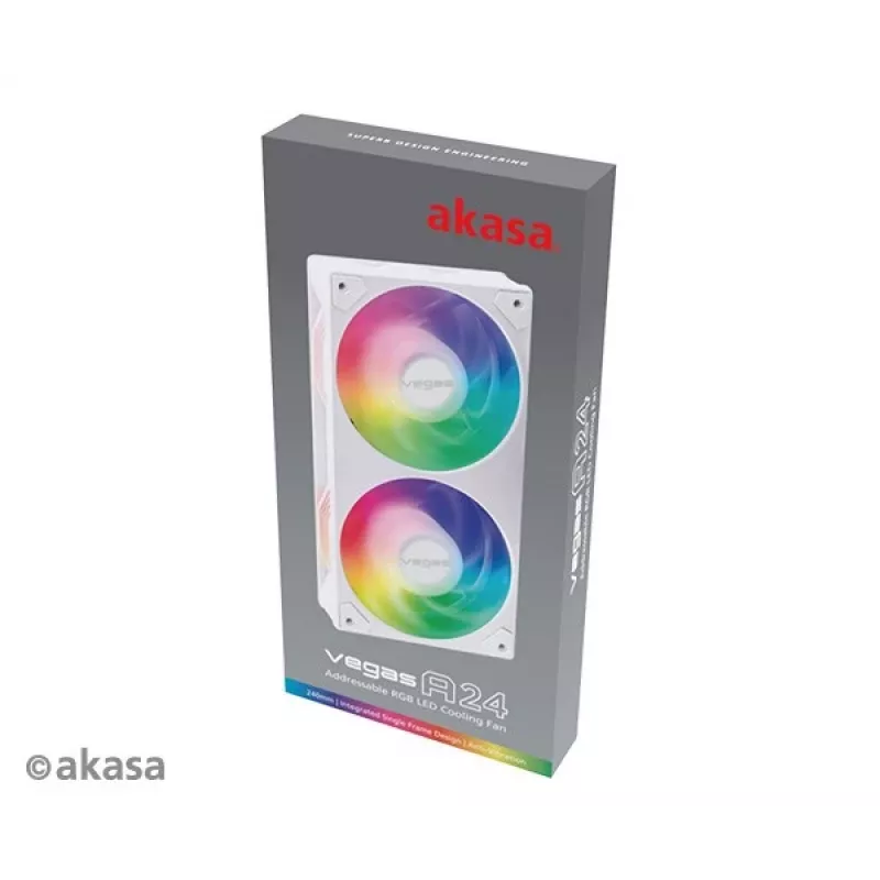 Akasa VEGAS A24 12 cm balts ventilators ar lodīšu gultni