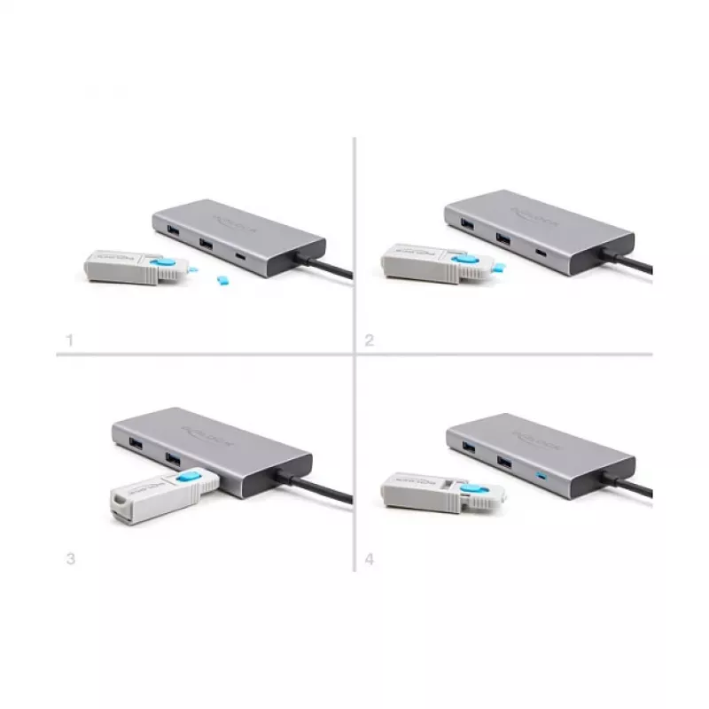 Portu bloķētājs DeLOCK 20926 USB Type-C 5 gabali + bloķēšanas rīks