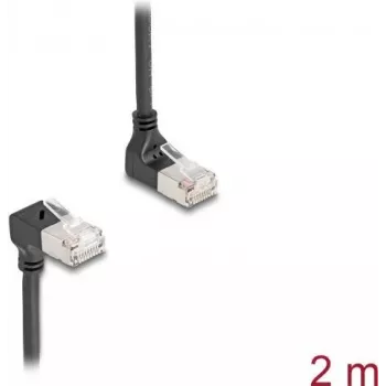 DeLOCK RJ45 tīkla kabelis Cat.6A S/FTP plāns 90° 2m melns