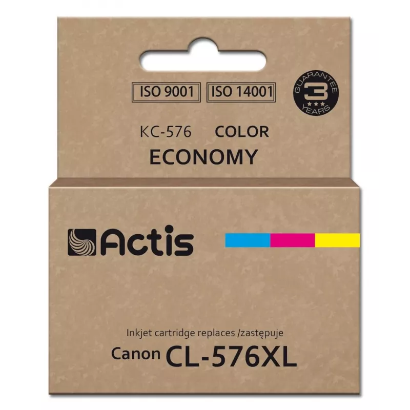 Saderīga ACTIS kasetne KC-576 Canon printeriem — zila, sarkana, dzeltena, 15 ml, standarta ietilpība