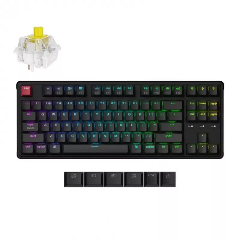 Vadu mehāniskā tastatūra Keychron C3PX-H1 RGB, kompakts izkārtojums, USB-C vadu savienojums