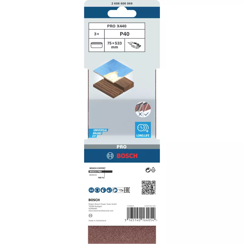 Bosch 2 608 606 069 slīpmašīnas piederums 3 gab. Slīplente
