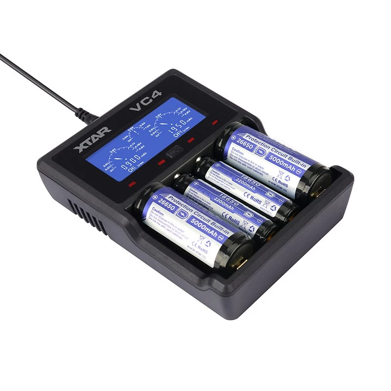 XTAR VC4 mājsaimniecības akumulatoru lādētājs USB