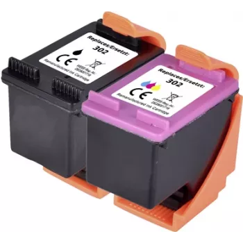 Renkforce tintes komplekts, aizstāj HP 302 (X4D37AE) saderīgs komplekts melna, ciāna, fuksīna, dzeltena RF-I-HP302BCMY2PK RF-5628788 (RF-5628788)