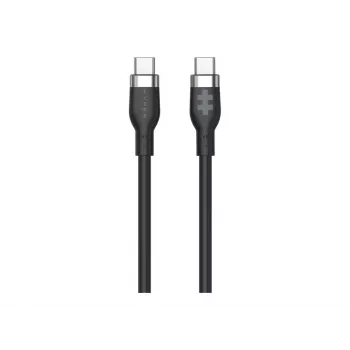 Hyper 1,5 m Silikona USB-C uz USB-C 60W uzlādes kabelis - Melns