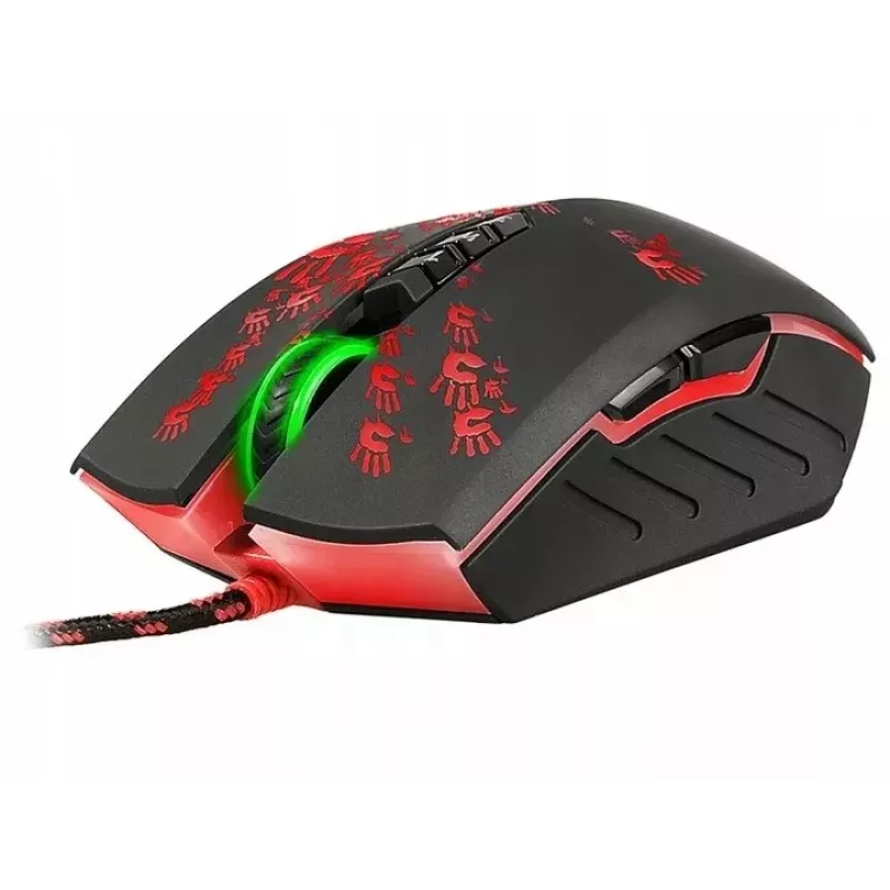 Spēļu pele A4Tech BLOODY A60 — optiska, piemērota abām rokām, 6200 DPI, USB Type-A, 8 pogas, melna