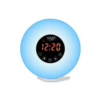 Modinātājpulkstenis Wake‑Up Light Adler AD1916 ar saullēkta simulāciju un FM radio