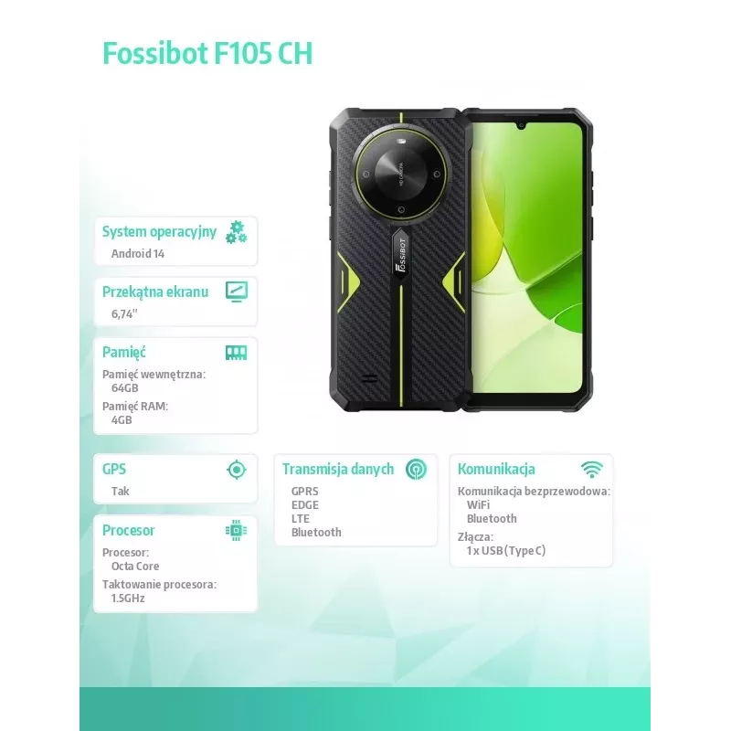 Viedtālrunis FOSSiBOT F105 — modelis F105 zaļš CH