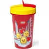 Krūze ar salmiņu Room Copenhagen LEGO Iconic Girl Bright Red 500 ml (sarkana/dzeltena)