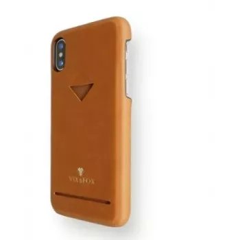 Karšu nodalījuma aizmugurējais vāciņš VixFox iPhone XSMAX — karameļbrūns, aizmugurējais vāciņš ar karšu kabatu
