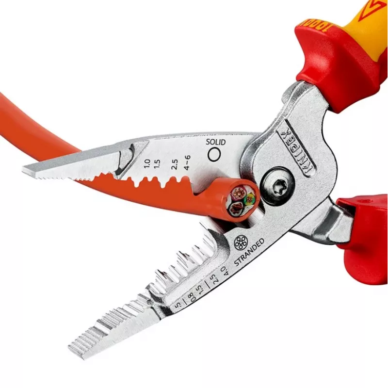 Kabeļu noņemšanas knaibles Knipex 13 76 200 ME 6 mm noņemšanas jauda Sarkans Nerūsējošais tērauds Dzeltens