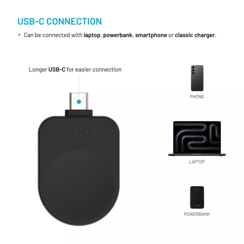 Fiksēts USB-C uzlādes adapteris Samsung Galaxy Watch FIXDW-SAP-BK melns