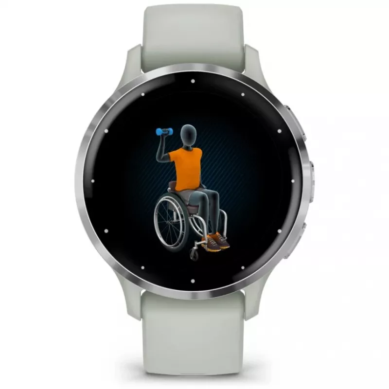 Garmin Venu 3S 3,05 cm (1.2) AMOLED 41 mm digitāls 390 x 390 pikseļi skārienjūtīgs pelēks, sudrabs Wi-Fi GPS (satelīts)