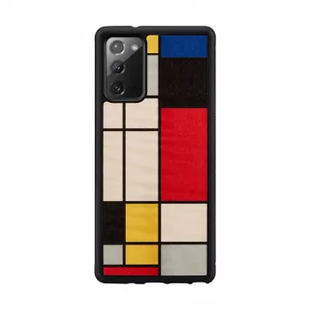 Aizsargājošs koka viedtālruņa maciņš Man and Wood Galaxy Note 20 Mondrian Wood Melns
