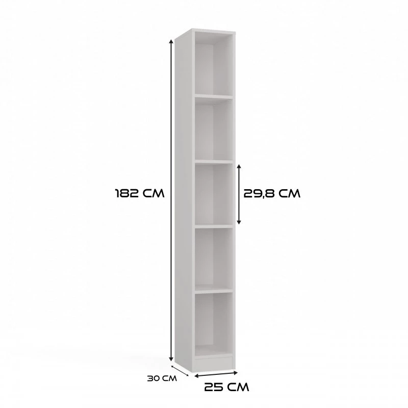 top e shop grāmatplaukts REGAŁ R25 25 cm balts — vienas sekcijas grāmatplaukts
