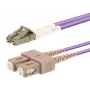 Optiskās šķiedras kabelis LOGON AL5LCSC10I/4I, OM4, 10 m, 2x LC uz 2x SC, 50 µm serde, rozā