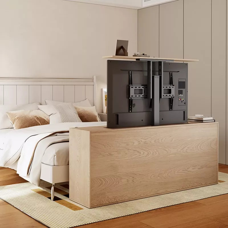 Maclean MC-866T viedais motorizētais elektriskais TV pacēlājs TUYA mobilā lietotne, grīdas stiprinājums Alexa Google Home 37''-80'' 60kg skapis VESA (EU kontaktdakša)