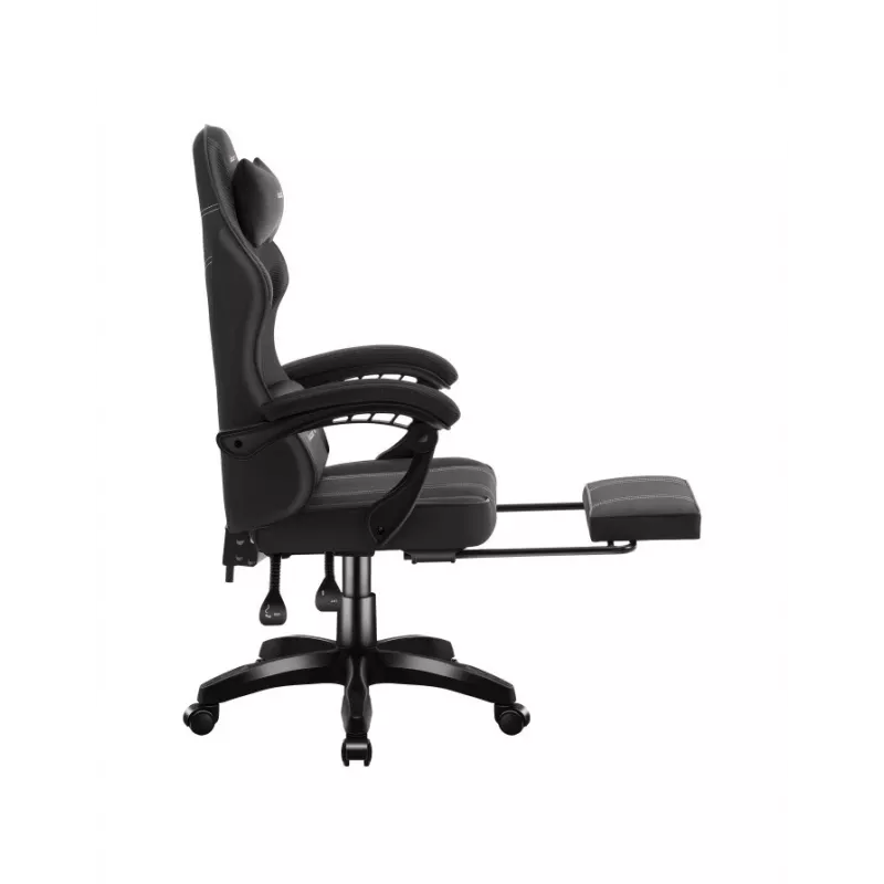 Spēļu krēsls huzaro Force 3.7 Carbon Melns — ergonomisks, regulējams augstums 107.5–116.5 cm, 5 riteņi, jostasvietas un kakla spilveni