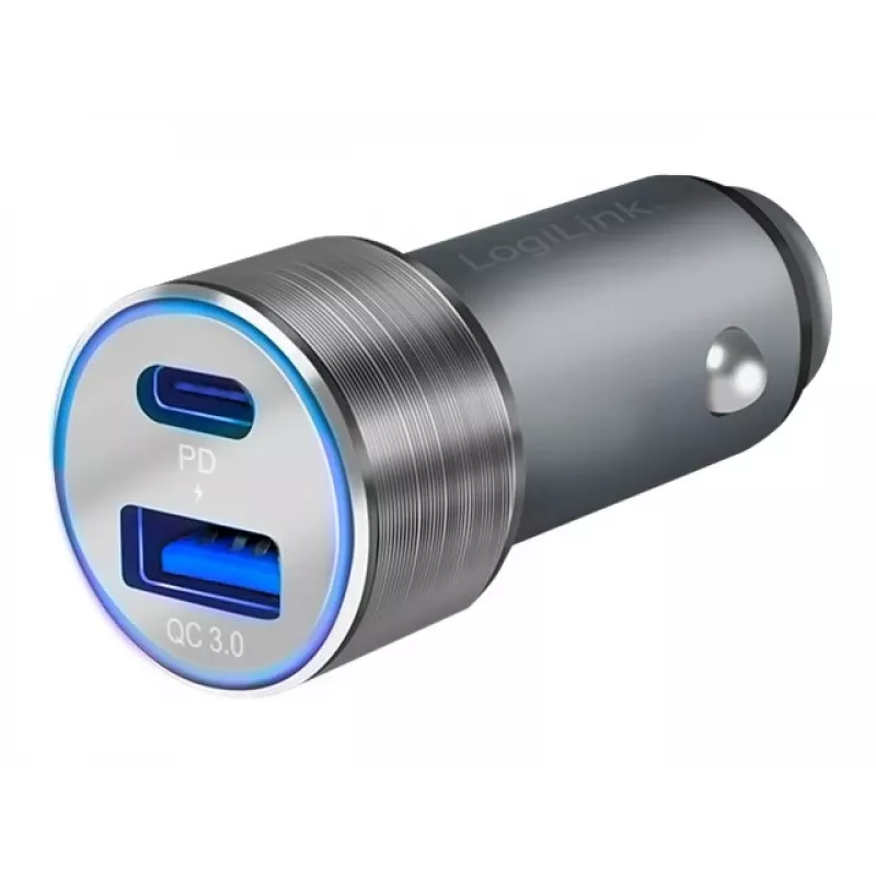 LogiLink Auto-Power Supply - 36 W - 3 A - PD 3.0, QC 3.0 - 2 izejas porti (USB, 24 kontaktu USB-C)