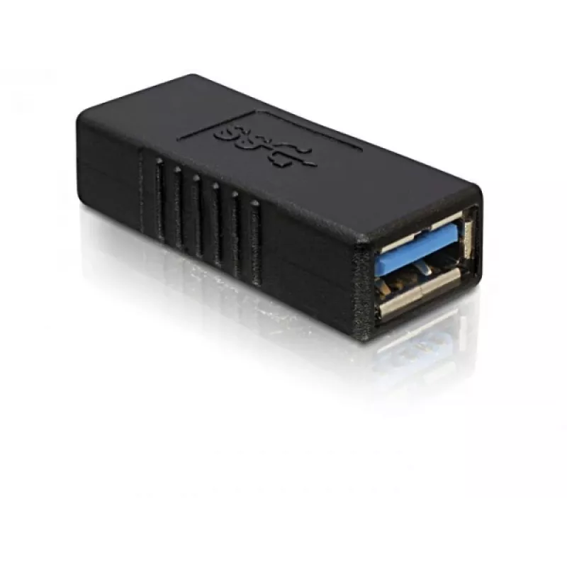 DELOCK USB 3.0-A adapteris USB-A uz USB-A melns, USB 3.0 datu pārsūtīšana
