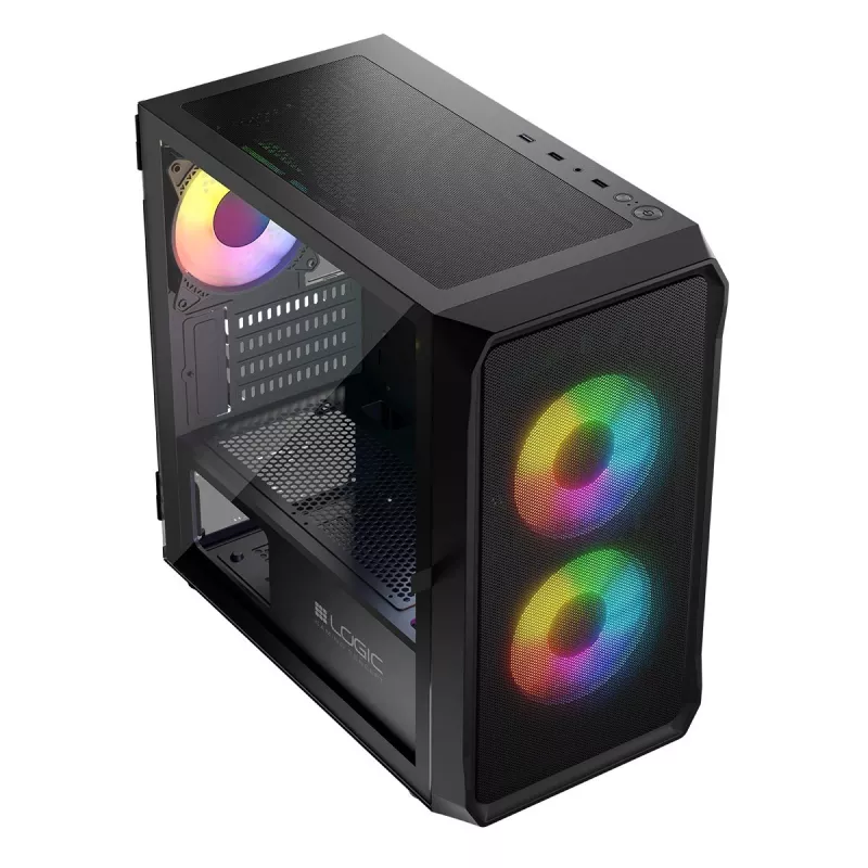 Computer Case Logic Concept Portos Mini ARGB Micro ATX Melns