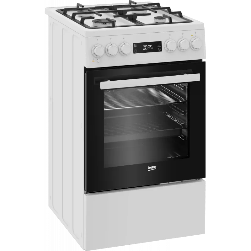 Gāzes plīts virsma un elektriskā cepeškrāsns BEKO FSM51339DWDS 50 cm, balta, energoefektivitātes klase A
