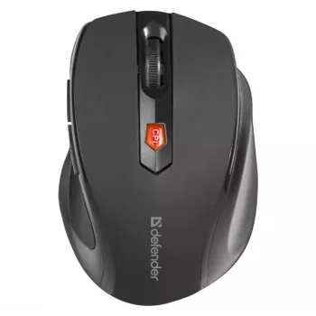 Bezvadu RF optiskā labās rokas pele DEFENDER ULTRA MM-315 — 1600 DPI, 6 pogas, USB uztvērējs, melna
